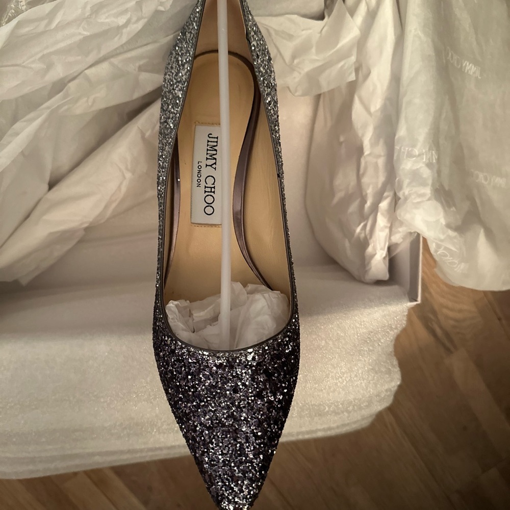 Jimmy Choo Romy 85 Navy/Silver - Picture 3 of 7